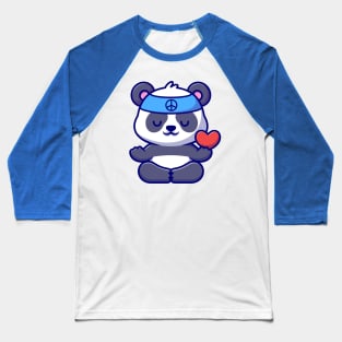 Cute Peace Panda Meditating Yoga Cartoon Baseball T-Shirt